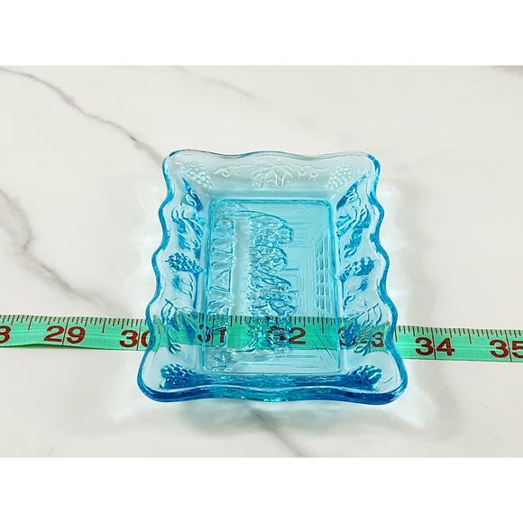 The Last Supper Aqua Blue Indiana Glass Mini Dish Tray 5 1/2" x 3 1/2" 70s Vtg - Picture 14 of 14